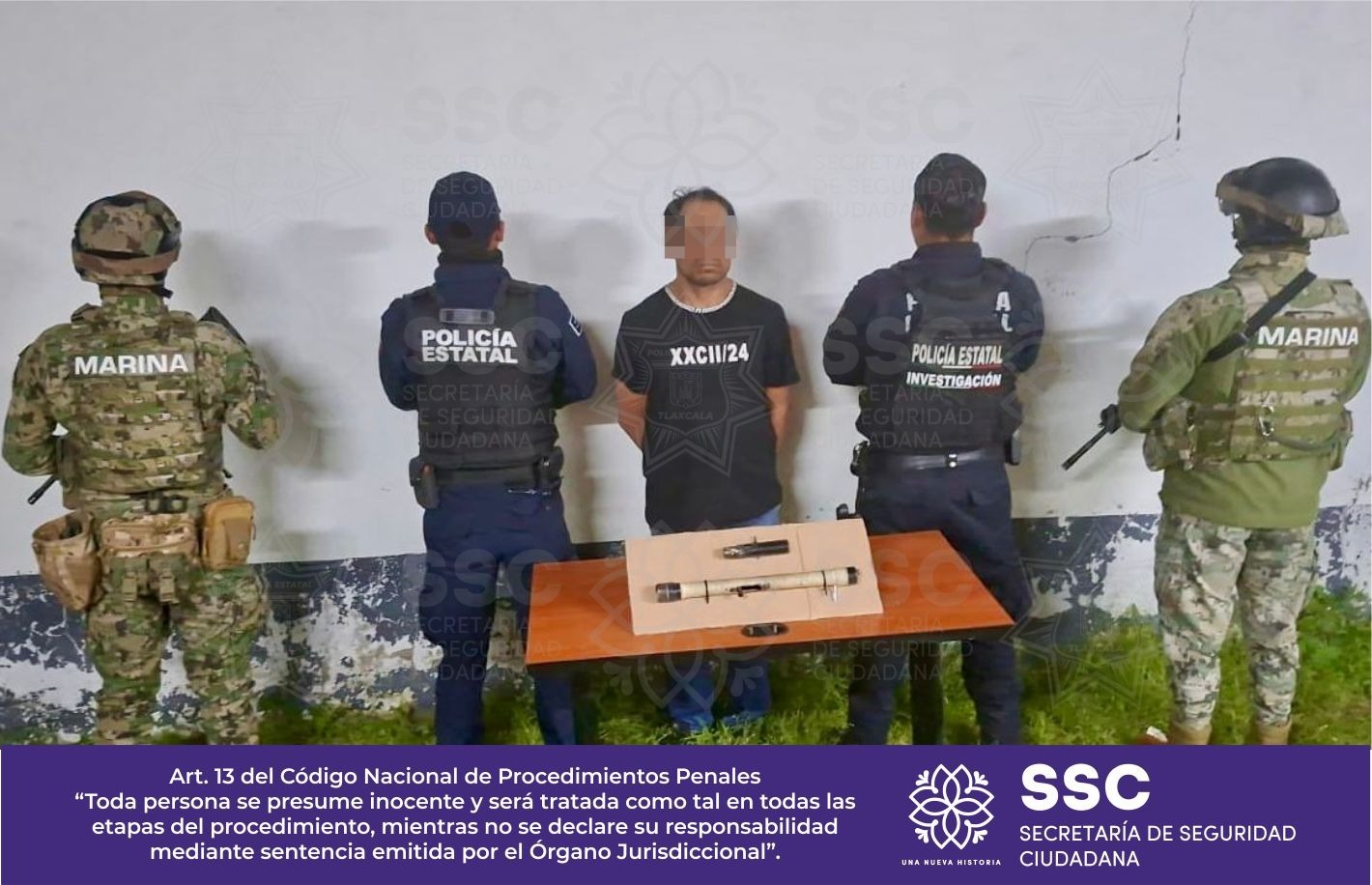 Aseguran SSC y Marina a sujeto por portación de objeto óptimo para agredir